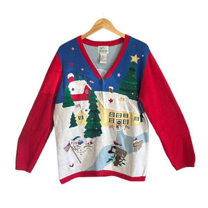 Quacker Factory Peace on Earth Christmas Cardigan All Over Print 3D Large